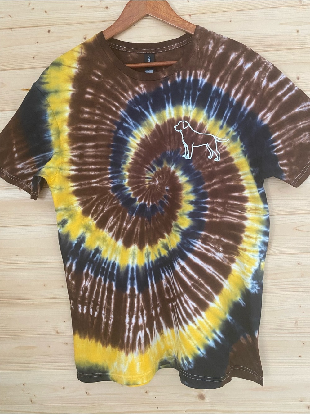 NEW Large GILDAN Softstyle Tie Dye Labrador Retriever DTF Graphic Dog TShirt